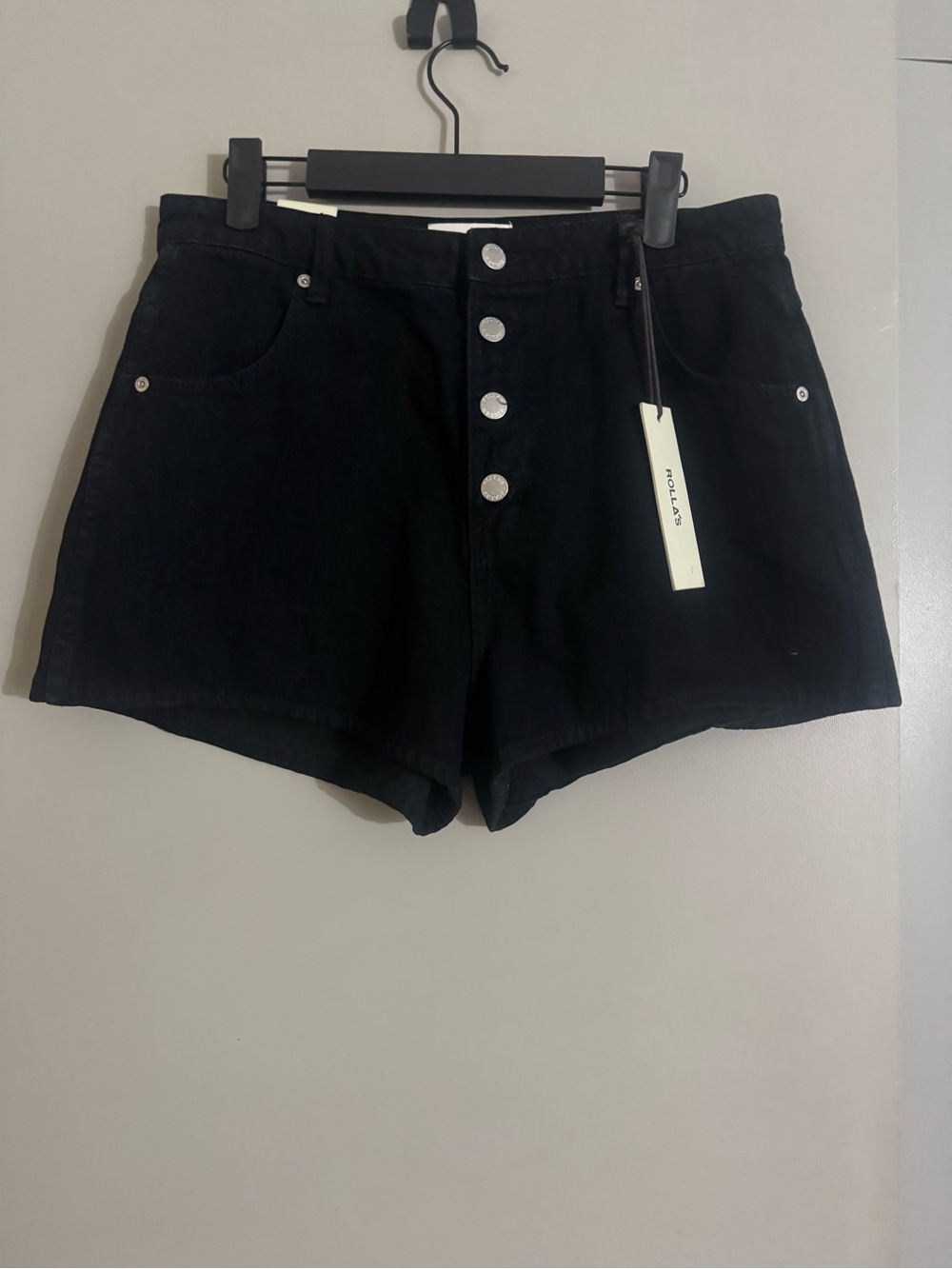 ROLLA'S Black High-Waist Button Jean Shorts nWT size 30